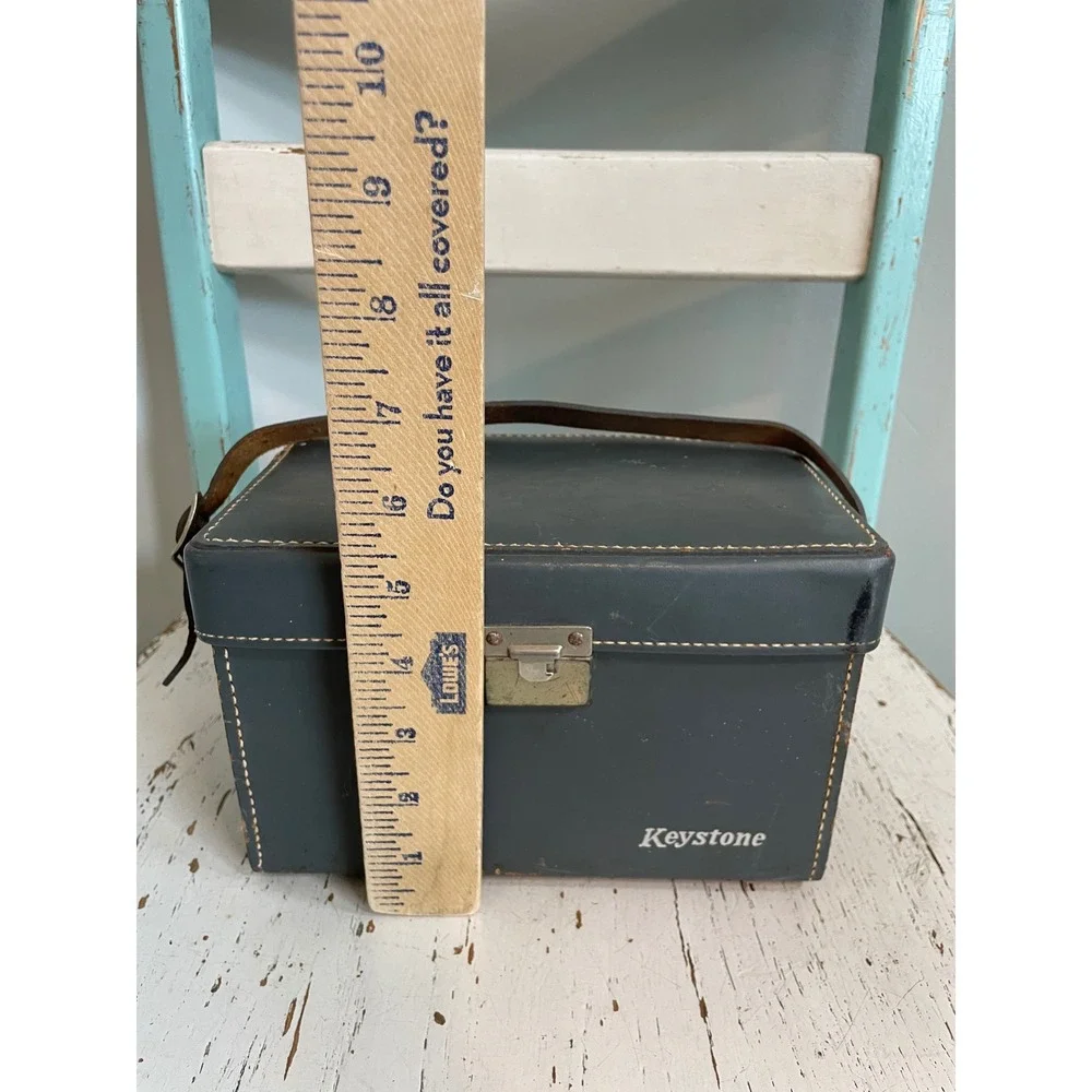 Vintage Keystone Camera Case Gray Hard Shell Carrying Bag with Strap 8
